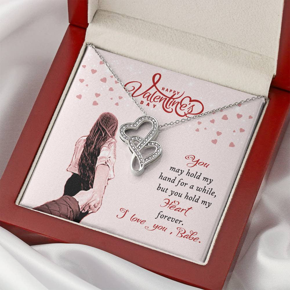 Valentines Day Gift Card Wife Girlfriend Together Love Knot Necklace Message Greeting From Son Daughter Gift Anniversary Birthday Graduation Mothers Day - Double Hearts Necklace