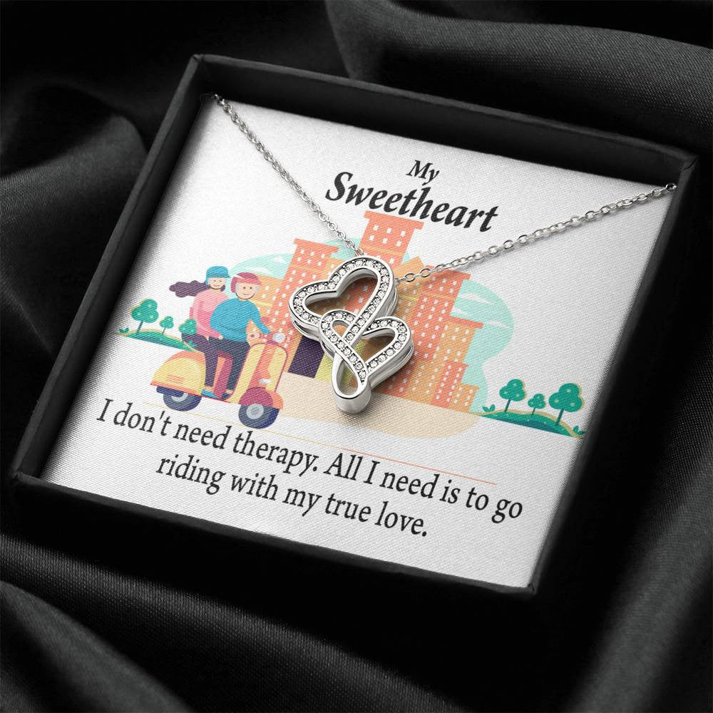 To My Wife Girlfriend Riding With My Old Man Double Hearts Necklace Message Card From Son Daughter Gift Anniversary Birthday Graduation Mothers Day - Double Hearts Necklace