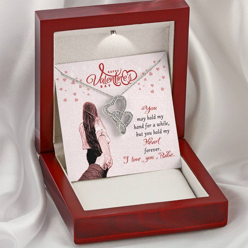 Valentines Day Gift Card Wife Girlfriend Together Love Knot Necklace Message Greeting From Son Daughter Gift Anniversary Birthday Graduation Mothers Day - Double Hearts Necklace