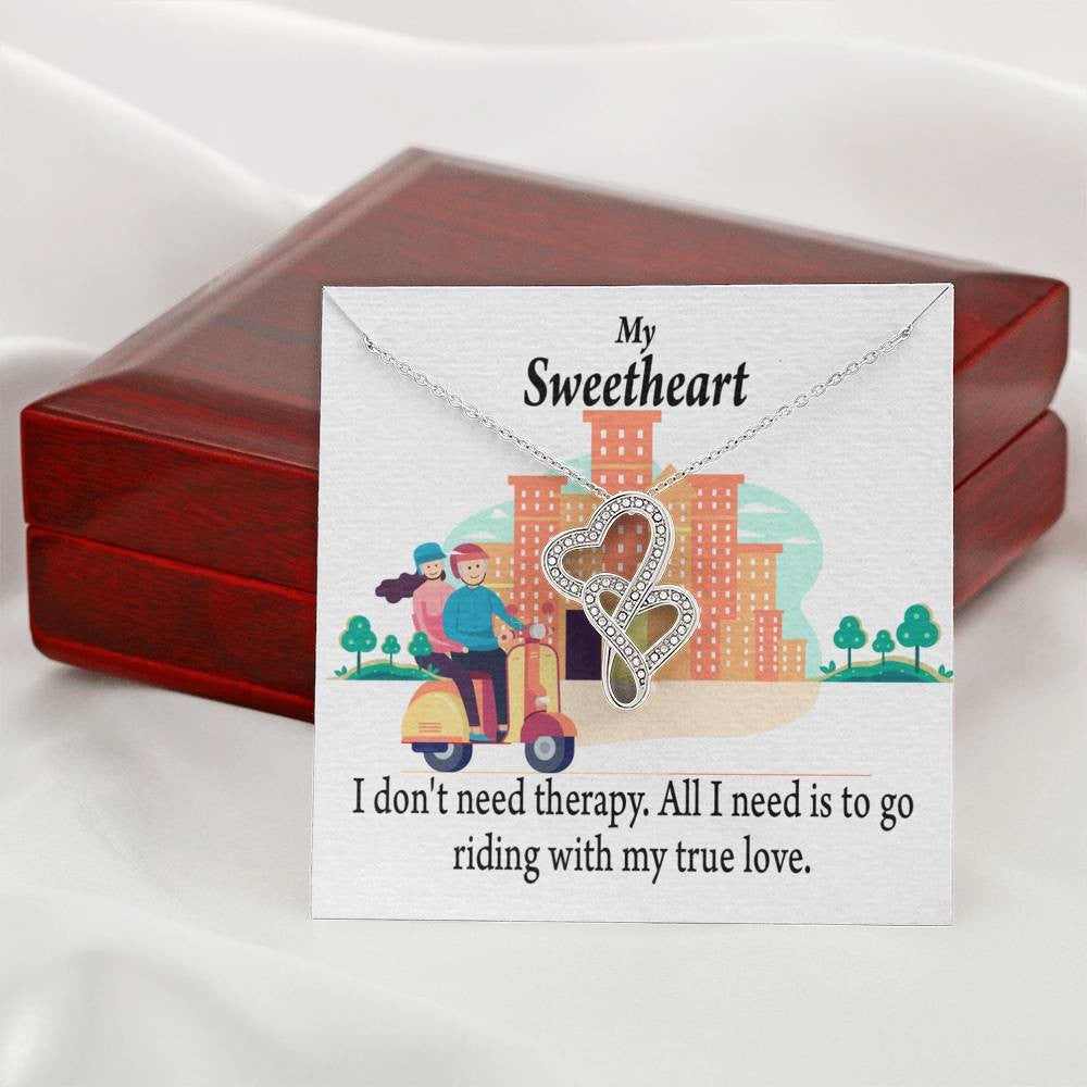 To My Wife Girlfriend Riding With My Old Man Double Hearts Necklace Message Card From Son Daughter Gift Anniversary Birthday Graduation Mothers Day - Double Hearts Necklace