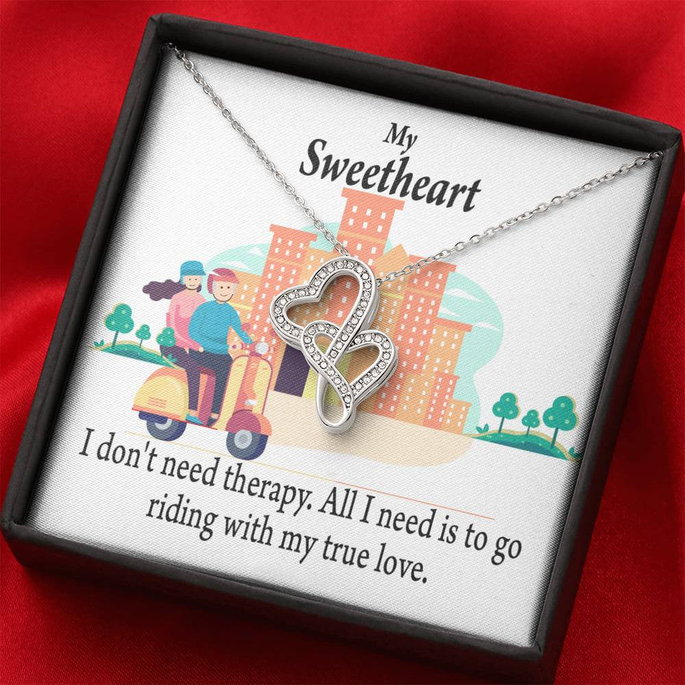 To My Wife Girlfriend Riding With My Old Man Double Hearts Necklace Message Card From Son Daughter Gift Anniversary Birthday Graduation Mothers Day - Double Hearts Necklace