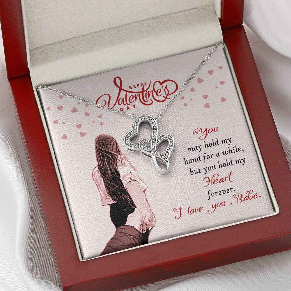 Valentines Day Gift Card Wife Girlfriend Together Love Knot Necklace Message Greeting From Son Daughter Gift Anniversary Birthday Graduation Mothers Day - Double Hearts Necklace