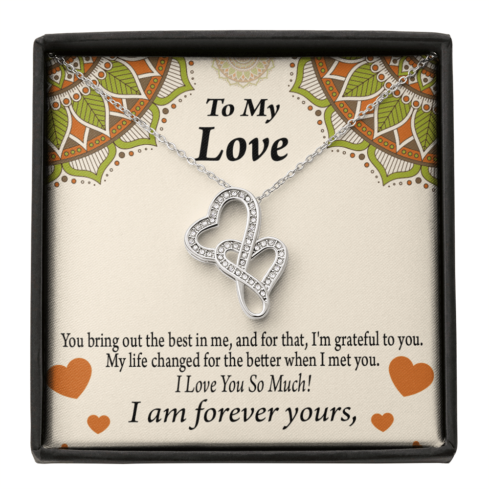 To My Partner All Of Me Loves All Of You Twin Hearts Necklace Cz Eternal Bond Pendant From Son Daughter Gift Anniversary Birthday Graduation Mothers Day - Double Hearts Necklace