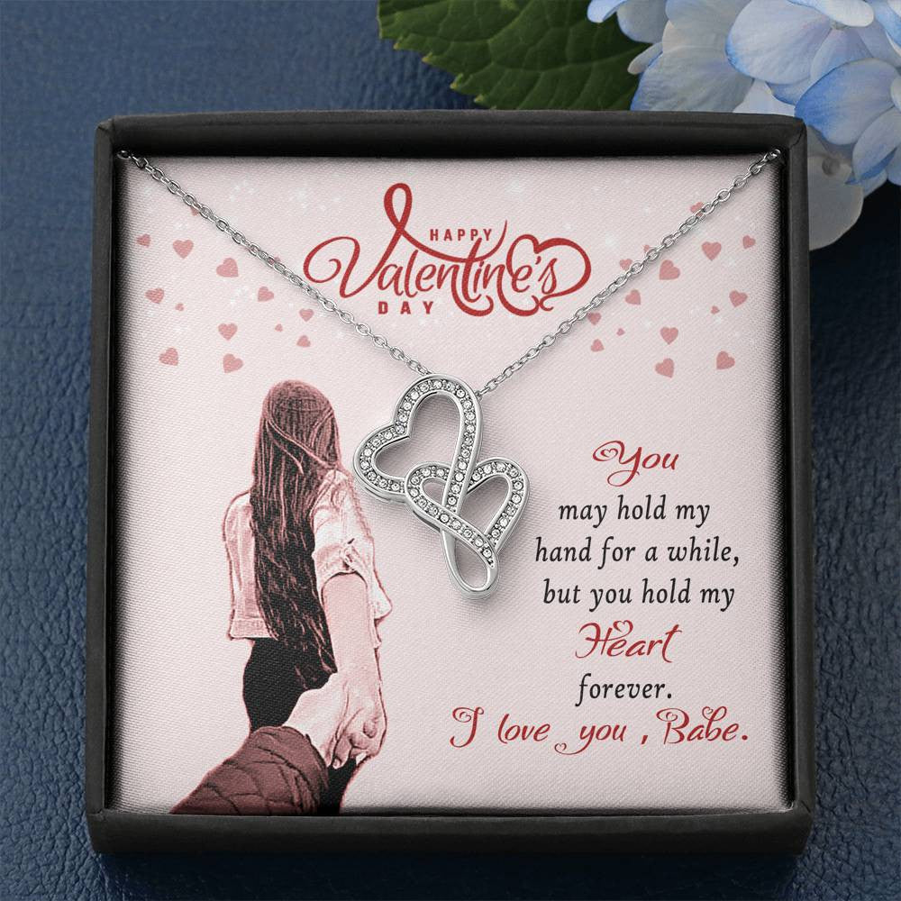 Valentines Day Gift Card Wife Girlfriend Together Love Knot Necklace Message Greeting From Son Daughter Gift Anniversary Birthday Graduation Mothers Day - Double Hearts Necklace