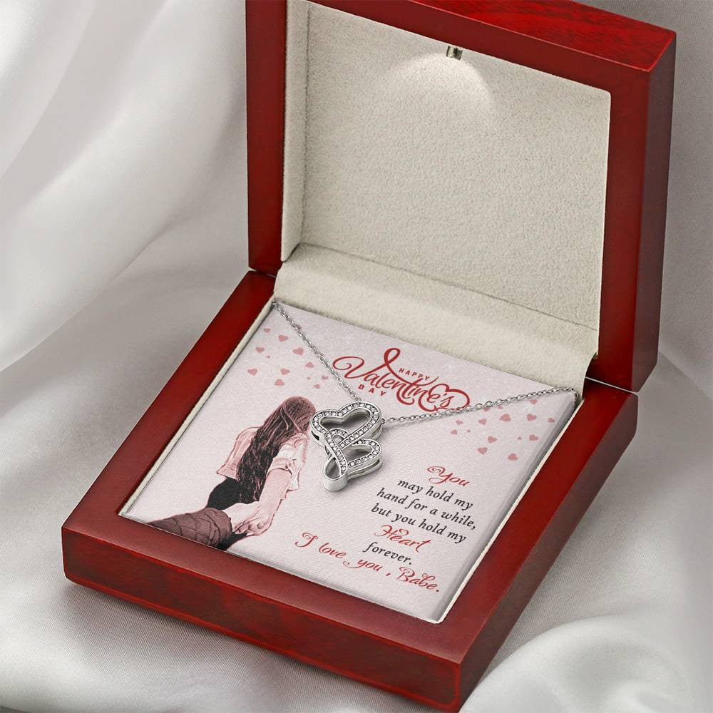 Valentines Day Gift Card Wife Girlfriend Together Love Knot Necklace Message Greeting From Son Daughter Gift Anniversary Birthday Graduation Mothers Day - Double Hearts Necklace