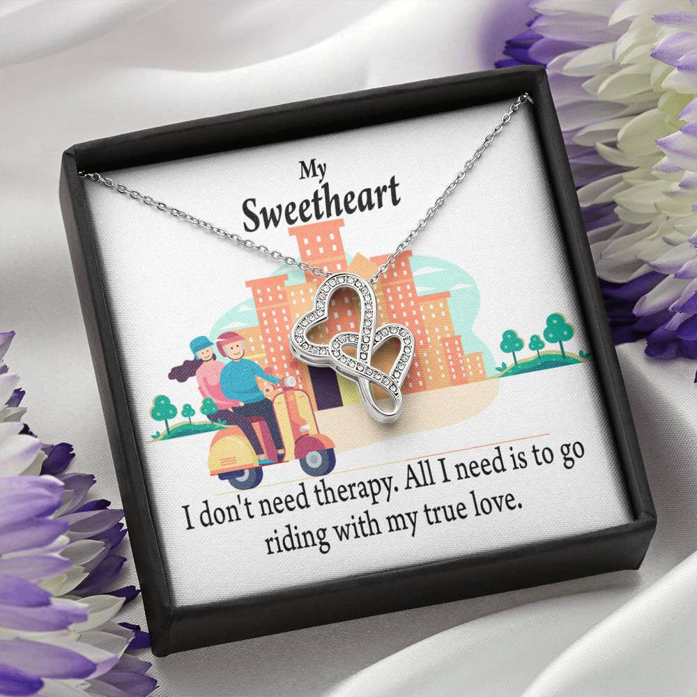 To My Wife Girlfriend Riding With My Old Man Double Hearts Necklace Message Card From Son Daughter Gift Anniversary Birthday Graduation Mothers Day - Double Hearts Necklace