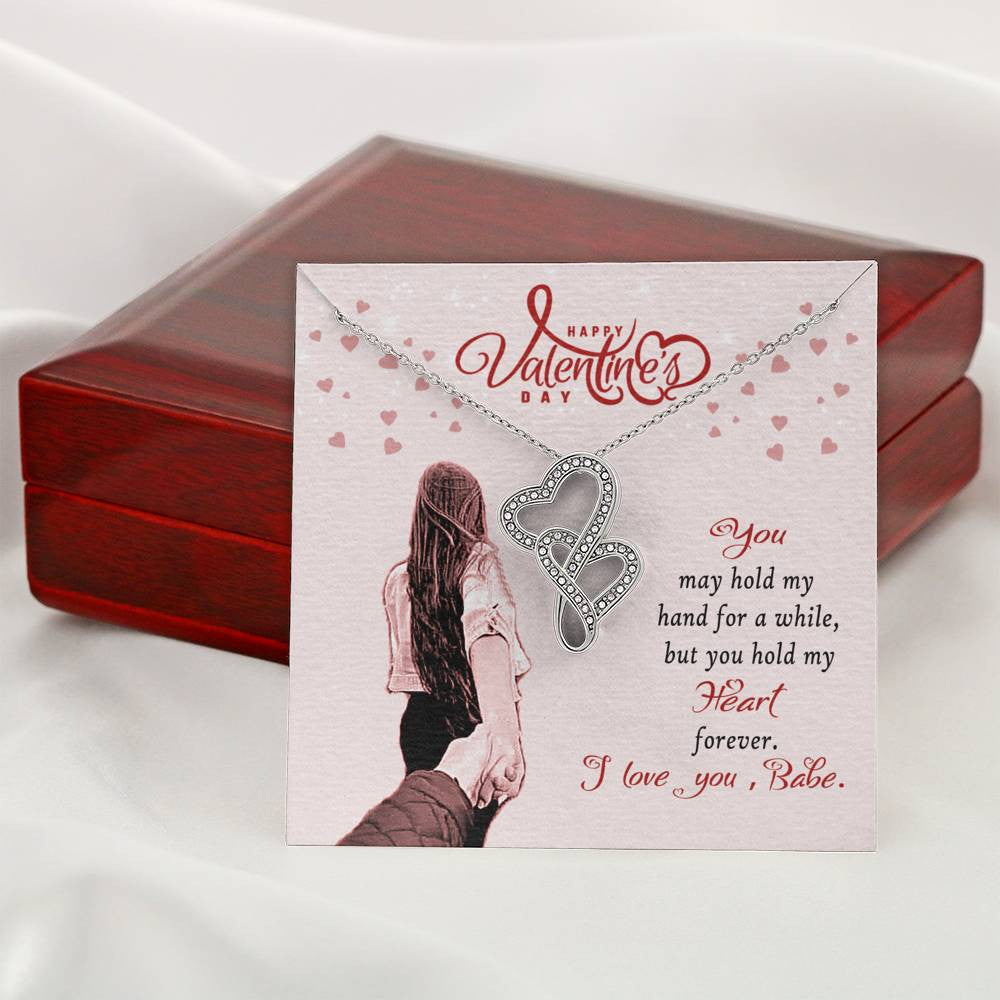 Valentines Day Gift Card Wife Girlfriend Together Love Knot Necklace Message Greeting From Son Daughter Gift Anniversary Birthday Graduation Mothers Day - Double Hearts Necklace