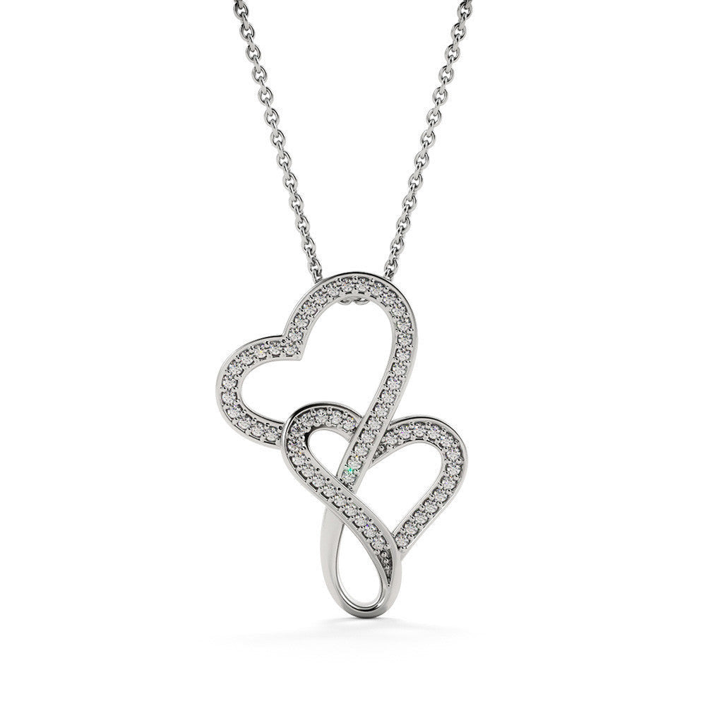 Valentines Day Gift Card Wife Girlfriend Together Love Knot Necklace Message Greeting From Son Daughter Gift Anniversary Birthday Graduation Mothers Day - Double Hearts Necklace