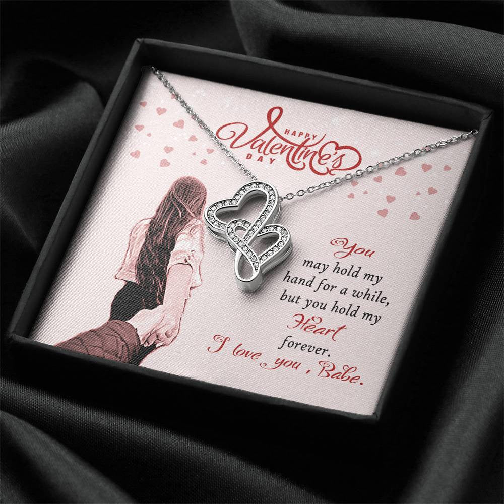 Valentines Day Gift Card Wife Girlfriend Together Love Knot Necklace Message Greeting From Son Daughter Gift Anniversary Birthday Graduation Mothers Day - Double Hearts Necklace
