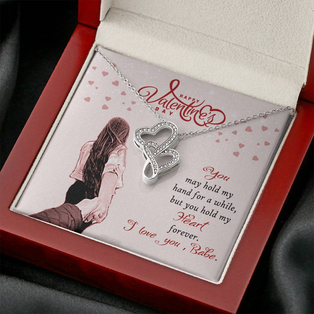 Valentines Day Gift Card Wife Girlfriend Together Love Knot Necklace Message Greeting From Son Daughter Gift Anniversary Birthday Graduation Mothers Day - Double Hearts Necklace