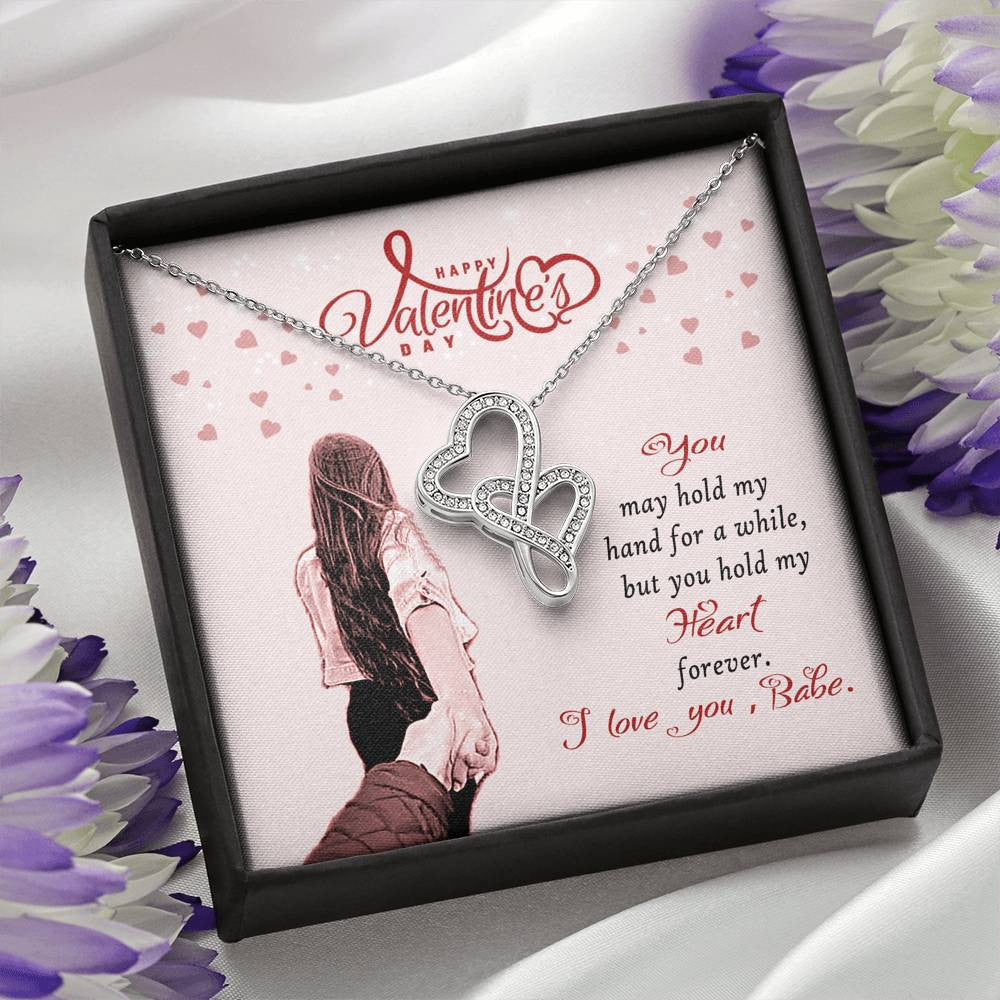 Valentines Day Gift Card Wife Girlfriend Together Love Knot Necklace Message Greeting From Son Daughter Gift Anniversary Birthday Graduation Mothers Day - Double Hearts Necklace