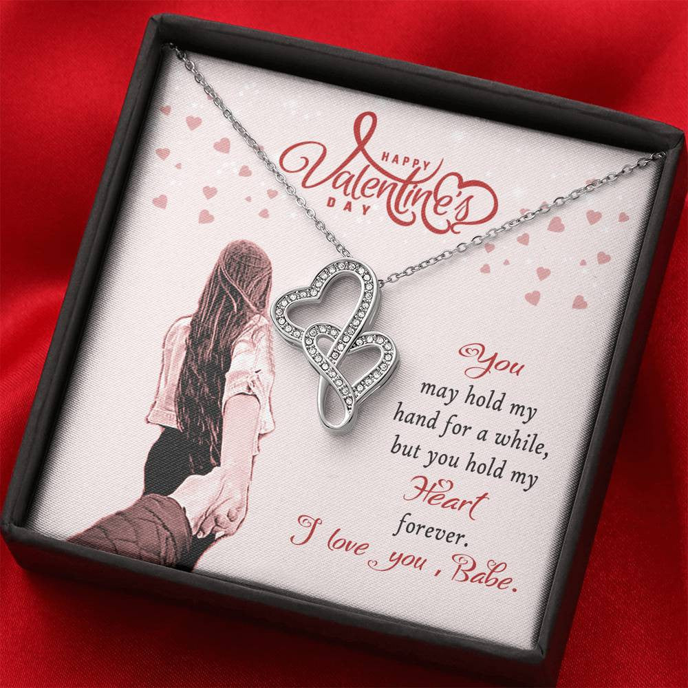 Valentines Day Gift Card Wife Girlfriend Together Love Knot Necklace Message Greeting From Son Daughter Gift Anniversary Birthday Graduation Mothers Day - Double Hearts Necklace