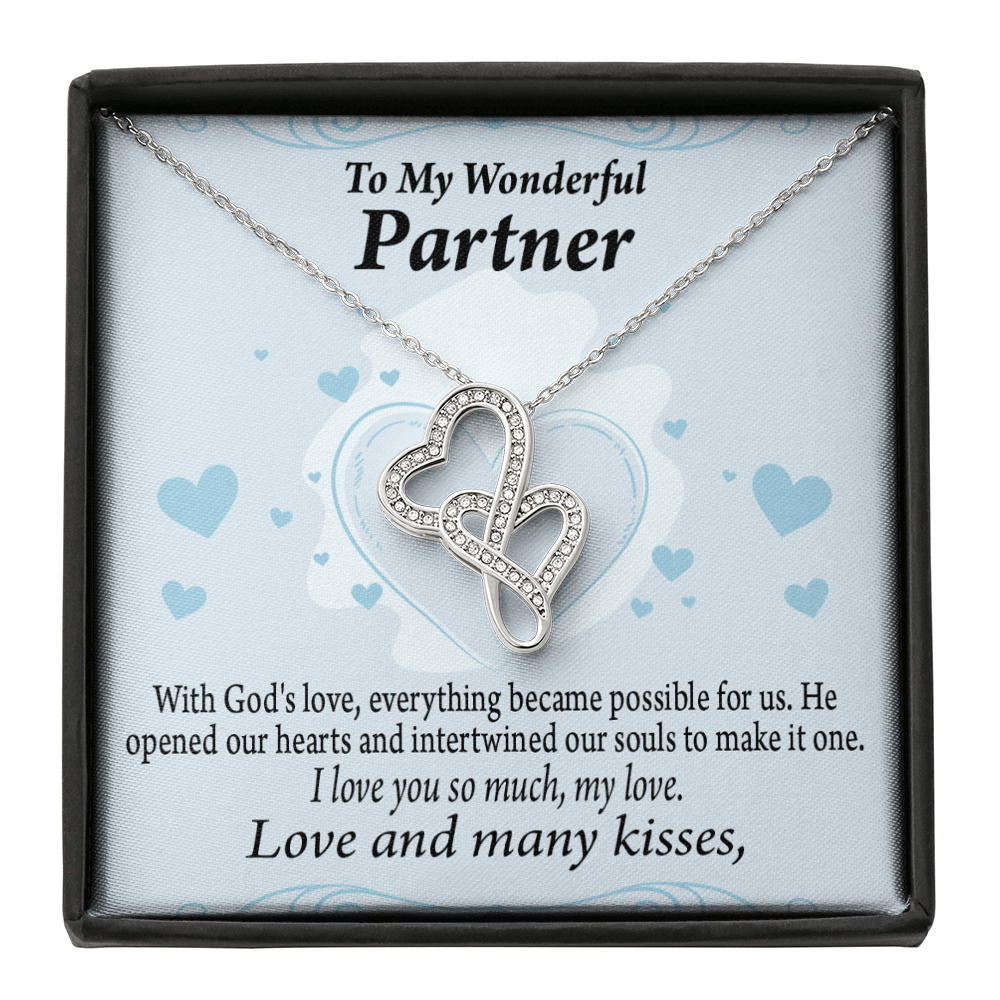 To My Partner God Loved Us First Twin Hearts Necklace Cz Eternal Bond Pendant From Son Daughter Gift Anniversary Birthday Graduation Mothers Day - Double Hearts Necklace