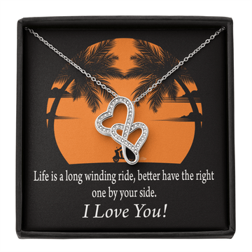 To My Wife I Have The Right One Double Hearts Necklace Message Card From Son Daughter Gift Anniversary Birthday Graduation Mothers Day - Double Hearts Necklace