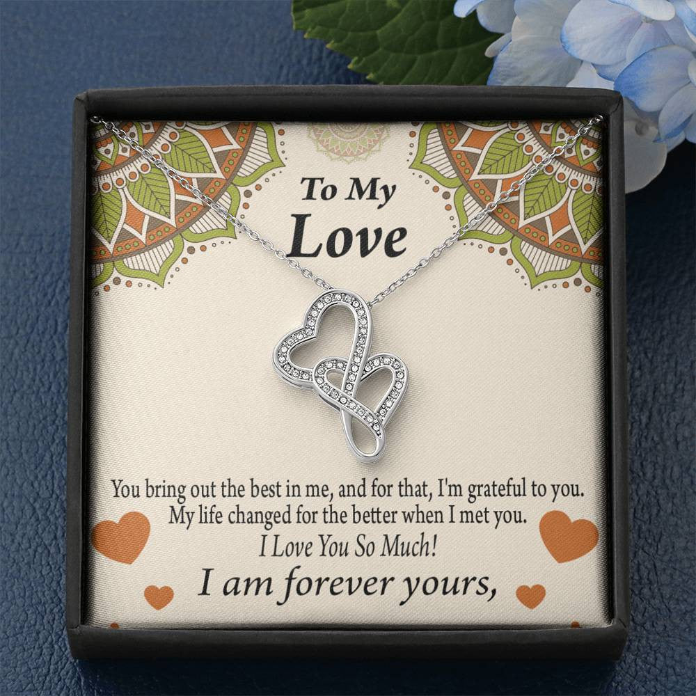 To My Partner All Of Me Loves All Of You Twin Hearts Necklace Cz Eternal Bond Pendant From Son Daughter Gift Anniversary Birthday Graduation Mothers Day - Double Hearts Necklace