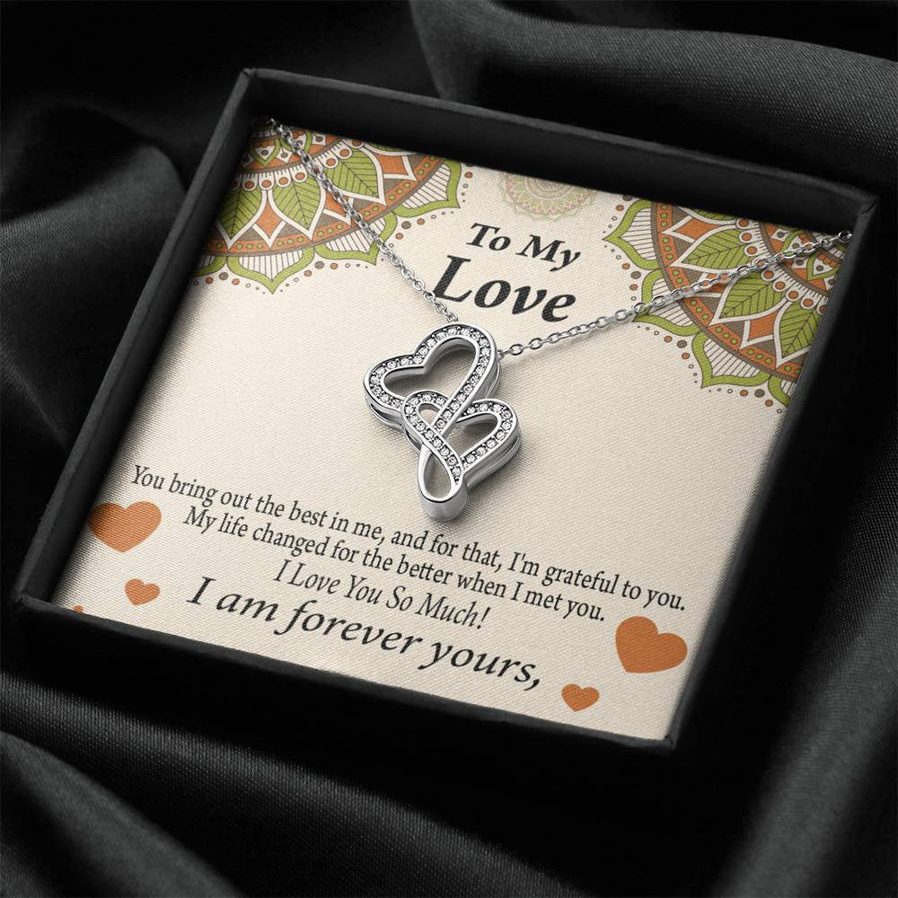 To My Partner All Of Me Loves All Of You Twin Hearts Necklace Cz Eternal Bond Pendant From Son Daughter Gift Anniversary Birthday Graduation Mothers Day - Double Hearts Necklace