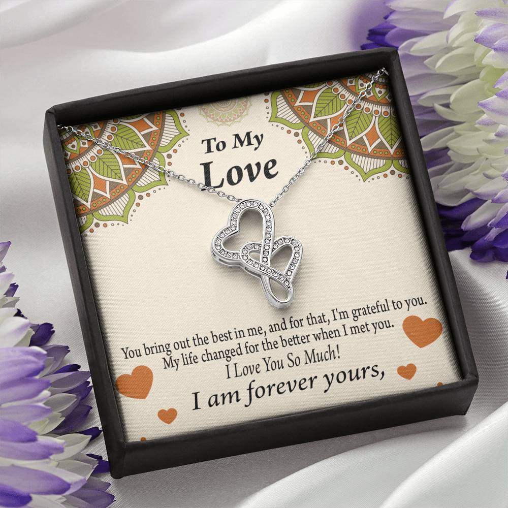 To My Partner All Of Me Loves All Of You Twin Hearts Necklace Cz Eternal Bond Pendant From Son Daughter Gift Anniversary Birthday Graduation Mothers Day - Double Hearts Necklace