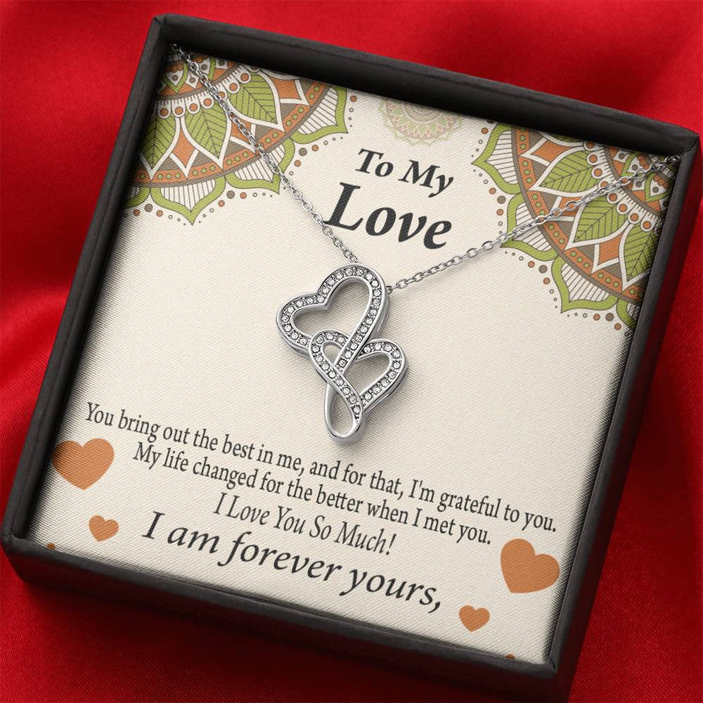 To My Partner All Of Me Loves All Of You Twin Hearts Necklace Cz Eternal Bond Pendant From Son Daughter Gift Anniversary Birthday Graduation Mothers Day - Double Hearts Necklace