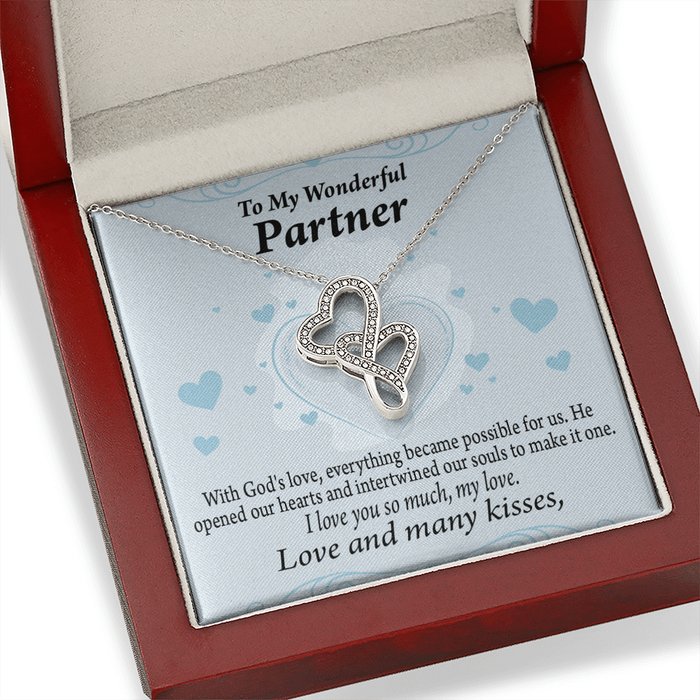 To My Partner God Loved Us First Twin Hearts Necklace Cz Eternal Bond Pendant From Son Daughter Gift Anniversary Birthday Graduation Mothers Day - Double Hearts Necklace