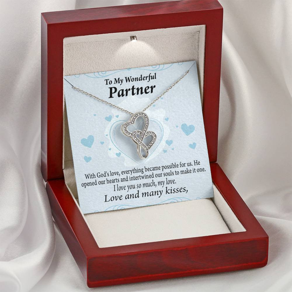 To My Partner God Loved Us First Twin Hearts Necklace Cz Eternal Bond Pendant From Son Daughter Gift Anniversary Birthday Graduation Mothers Day - Double Hearts Necklace