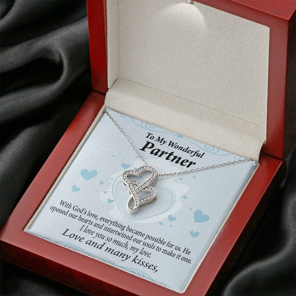 To My Partner God Loved Us First Twin Hearts Necklace Cz Eternal Bond Pendant From Son Daughter Gift Anniversary Birthday Graduation Mothers Day - Double Hearts Necklace
