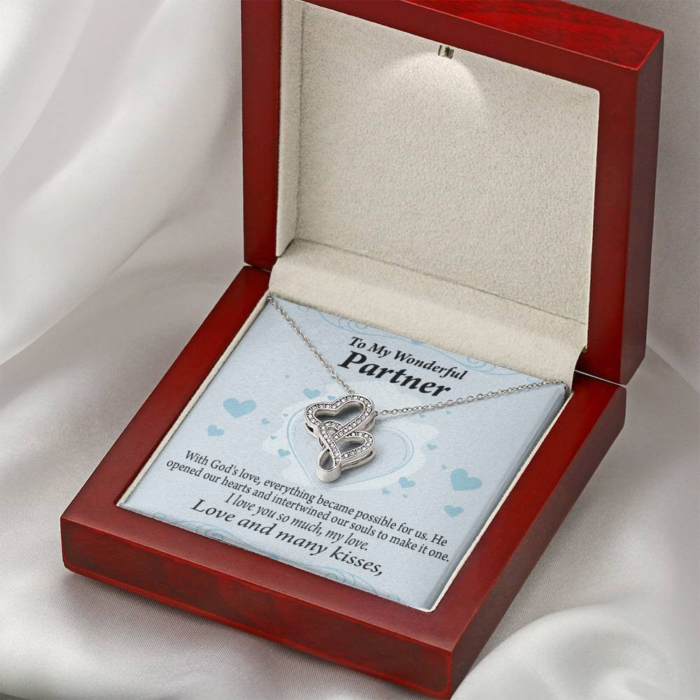 To My Partner God Loved Us First Twin Hearts Necklace Cz Eternal Bond Pendant From Son Daughter Gift Anniversary Birthday Graduation Mothers Day - Double Hearts Necklace