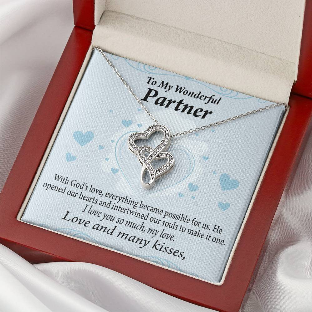 To My Partner God Loved Us First Twin Hearts Necklace Cz Eternal Bond Pendant From Son Daughter Gift Anniversary Birthday Graduation Mothers Day - Double Hearts Necklace