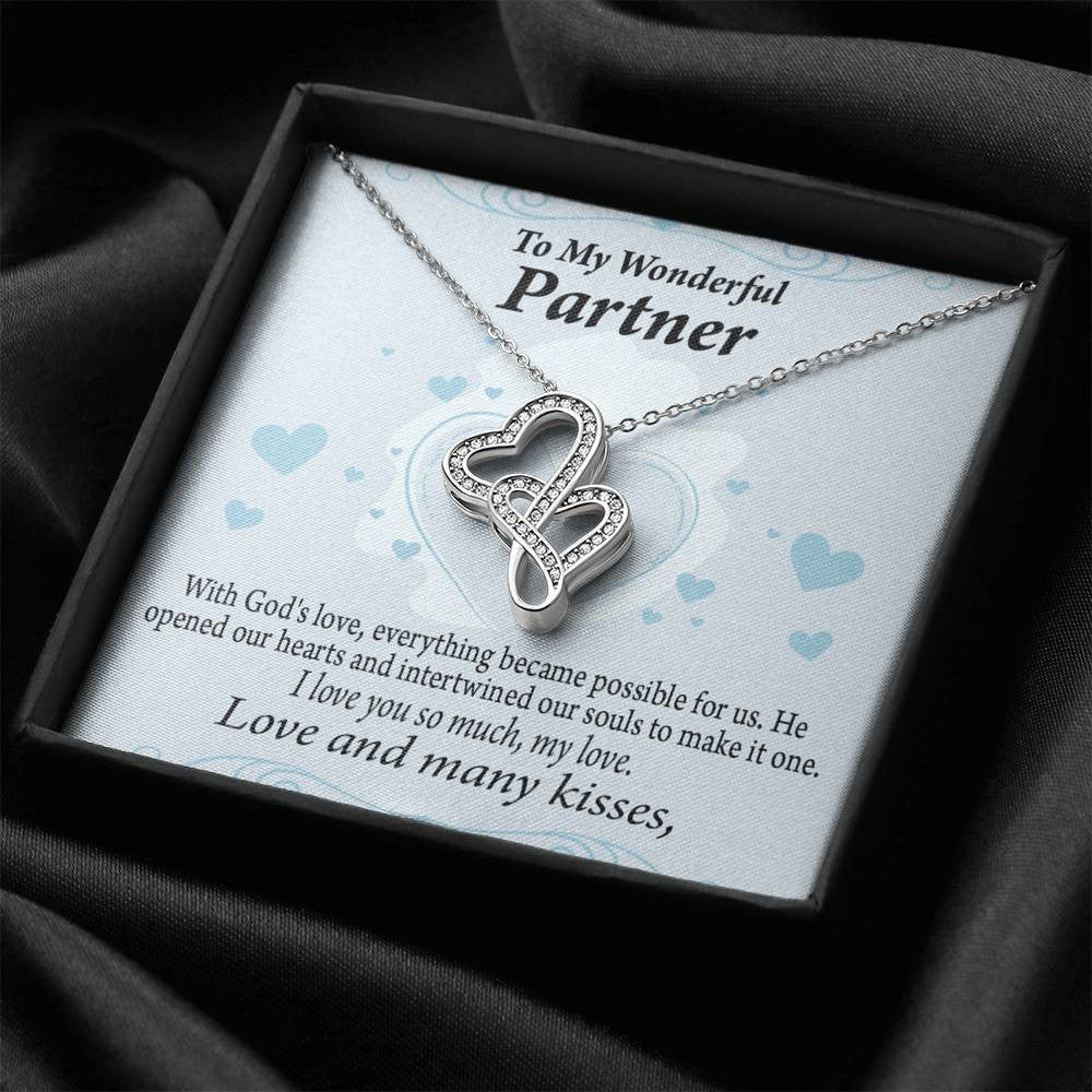 To My Partner God Loved Us First Twin Hearts Necklace Cz Eternal Bond Pendant From Son Daughter Gift Anniversary Birthday Graduation Mothers Day - Double Hearts Necklace