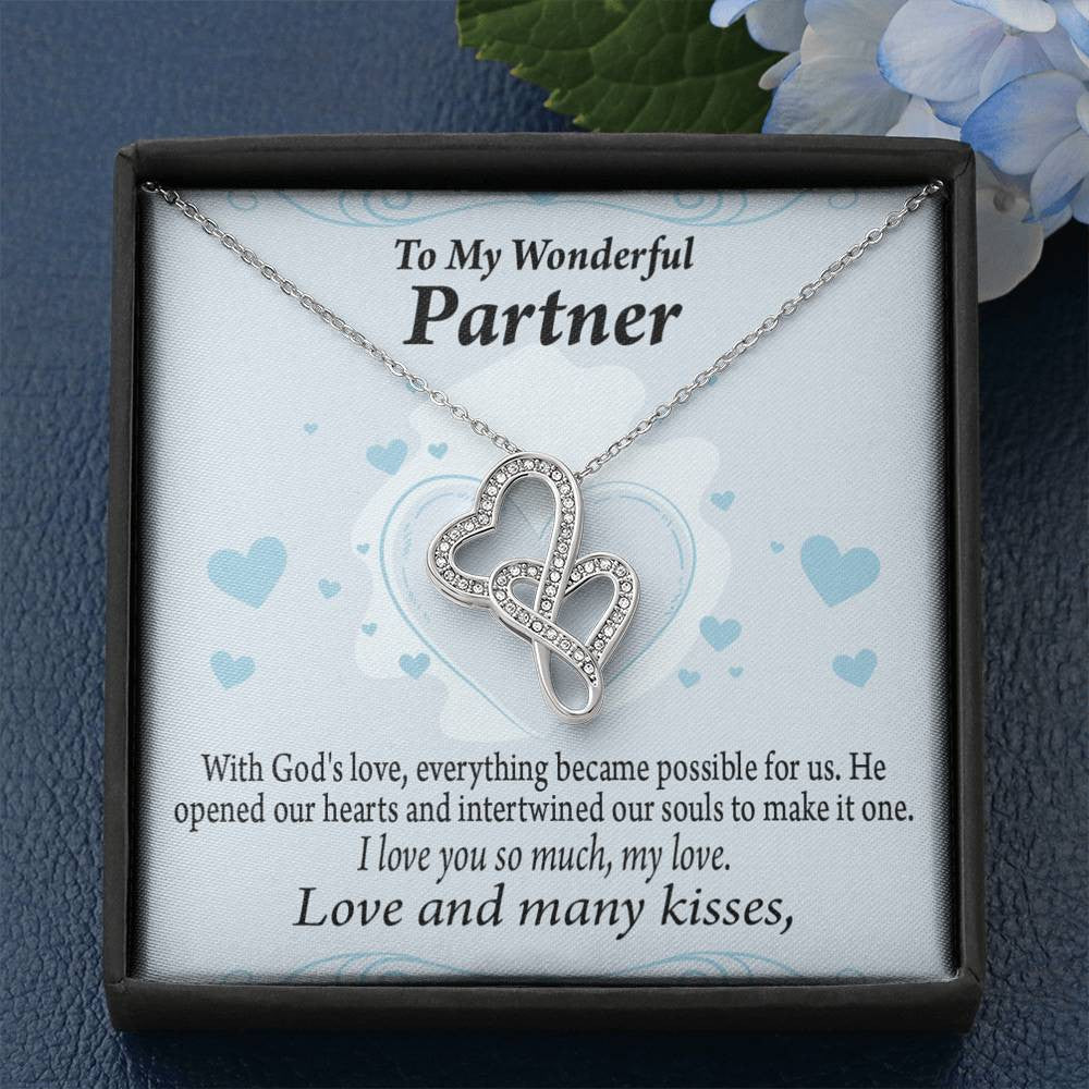 To My Partner God Loved Us First Twin Hearts Necklace Cz Eternal Bond Pendant From Son Daughter Gift Anniversary Birthday Graduation Mothers Day - Double Hearts Necklace