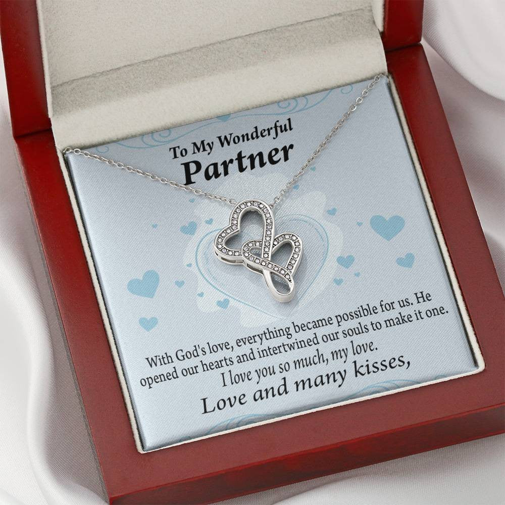 To My Partner God Loved Us First Twin Hearts Necklace Cz Eternal Bond Pendant From Son Daughter Gift Anniversary Birthday Graduation Mothers Day - Double Hearts Necklace