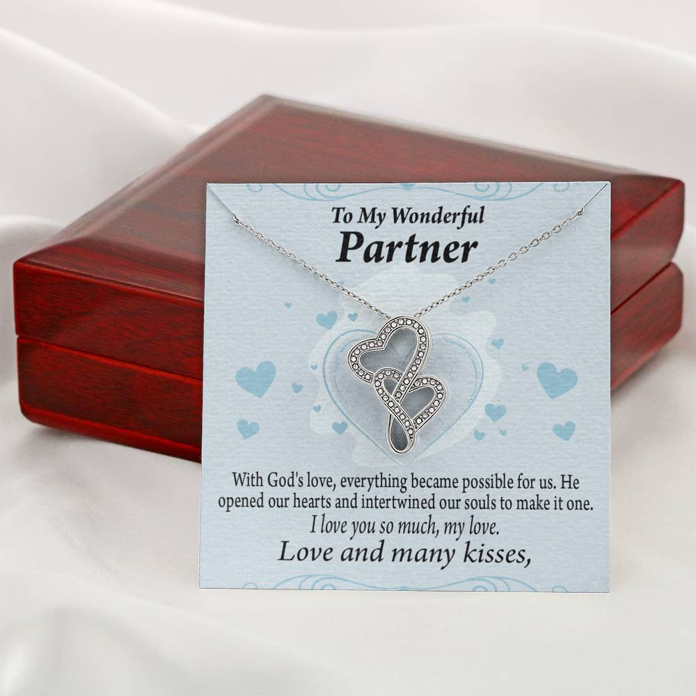 To My Partner God Loved Us First Twin Hearts Necklace Cz Eternal Bond Pendant From Son Daughter Gift Anniversary Birthday Graduation Mothers Day - Double Hearts Necklace