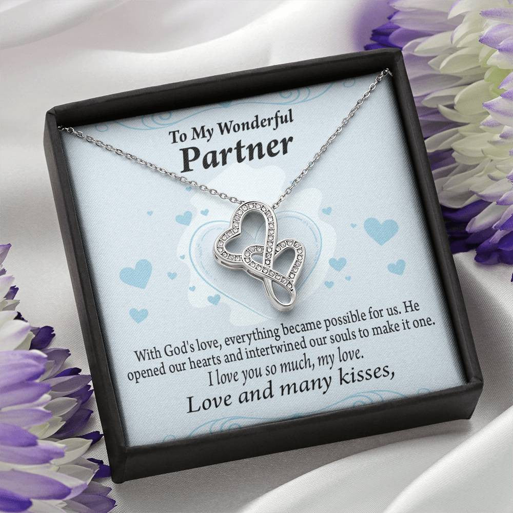 To My Partner God Loved Us First Twin Hearts Necklace Cz Eternal Bond Pendant From Son Daughter Gift Anniversary Birthday Graduation Mothers Day - Double Hearts Necklace