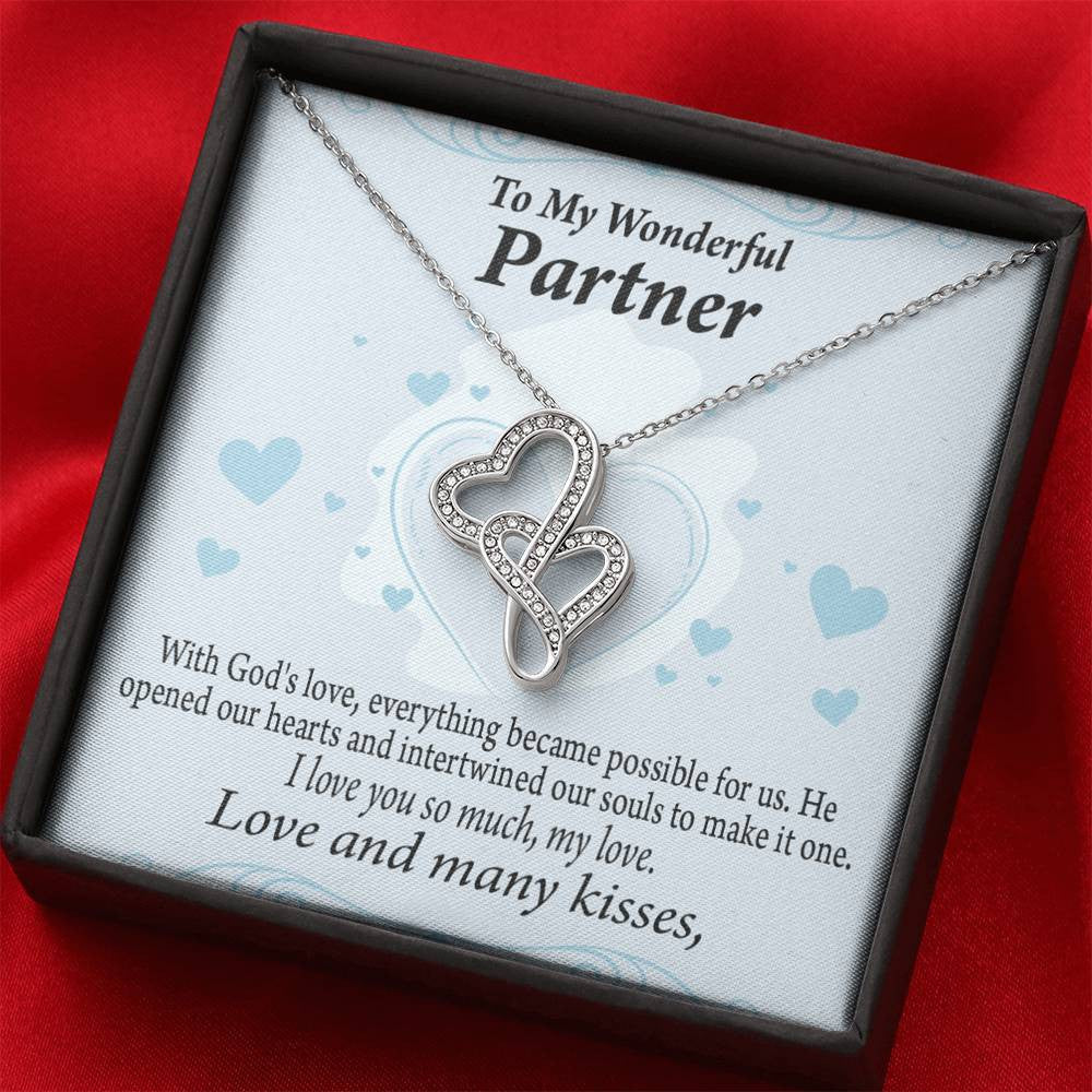 To My Partner God Loved Us First Twin Hearts Necklace Cz Eternal Bond Pendant From Son Daughter Gift Anniversary Birthday Graduation Mothers Day - Double Hearts Necklace