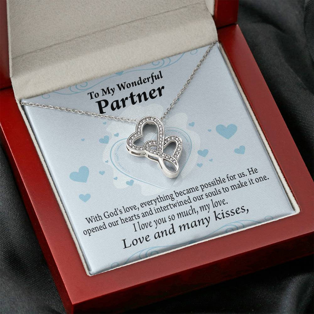 To My Partner God Loved Us First Twin Hearts Necklace Cz Eternal Bond Pendant From Son Daughter Gift Anniversary Birthday Graduation Mothers Day - Double Hearts Necklace