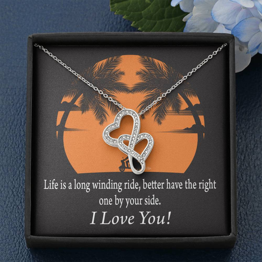 To My Wife I Have The Right One Double Hearts Necklace Message Card From Son Daughter Gift Anniversary Birthday Graduation Mothers Day - Double Hearts Necklace