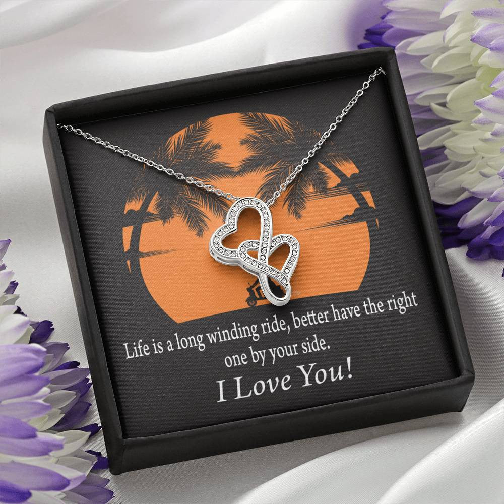 To My Wife I Have The Right One Double Hearts Necklace Message Card From Son Daughter Gift Anniversary Birthday Graduation Mothers Day - Double Hearts Necklace