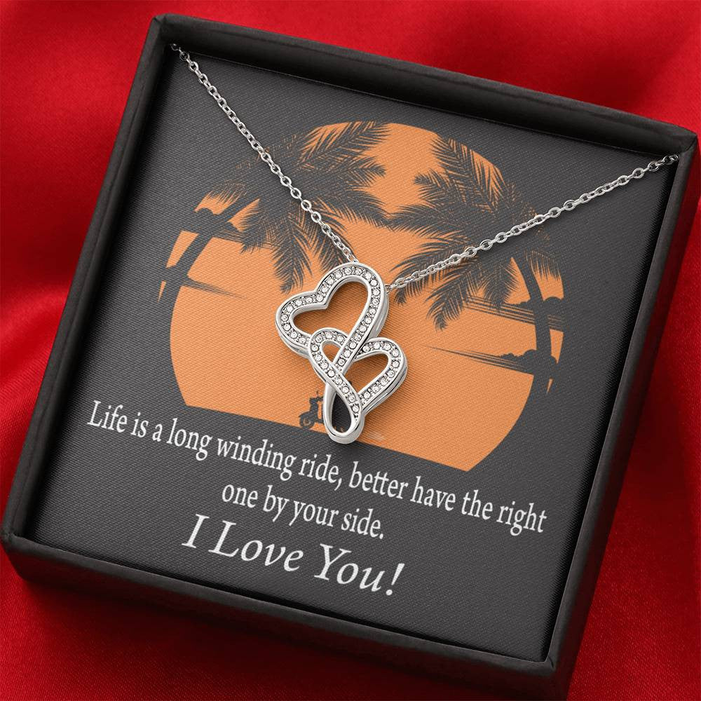 To My Wife I Have The Right One Double Hearts Necklace Message Card From Son Daughter Gift Anniversary Birthday Graduation Mothers Day - Double Hearts Necklace