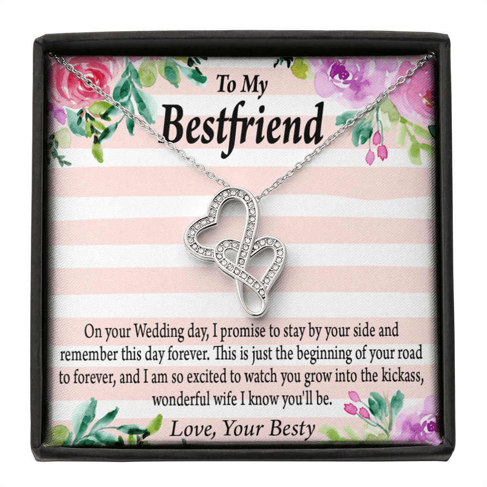 To My Best Friend Wedding Wonderful Wife Double Hearts Necklace Message Card From Son Daughter Gift Anniversary Birthday Graduation Mothers Day - Double Hearts Necklace