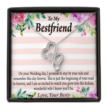 To My Best Friend Wedding Wonderful Wife Double Hearts Necklace Message Card From Son Daughter Gift Anniversary Birthday Graduation Mothers Day - Double Hearts Necklace