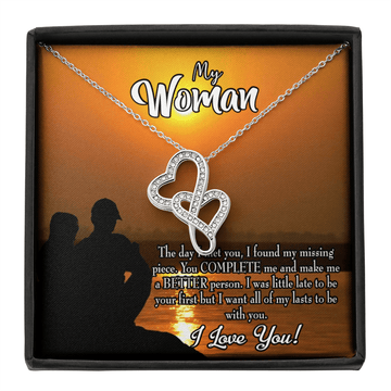 To My Wife My Last Twin Hearts Necklace Cz Eternal Bond Pendant From Son Daughter Gift Anniversary Birthday Graduation Mothers Day - Double Hearts Necklace
