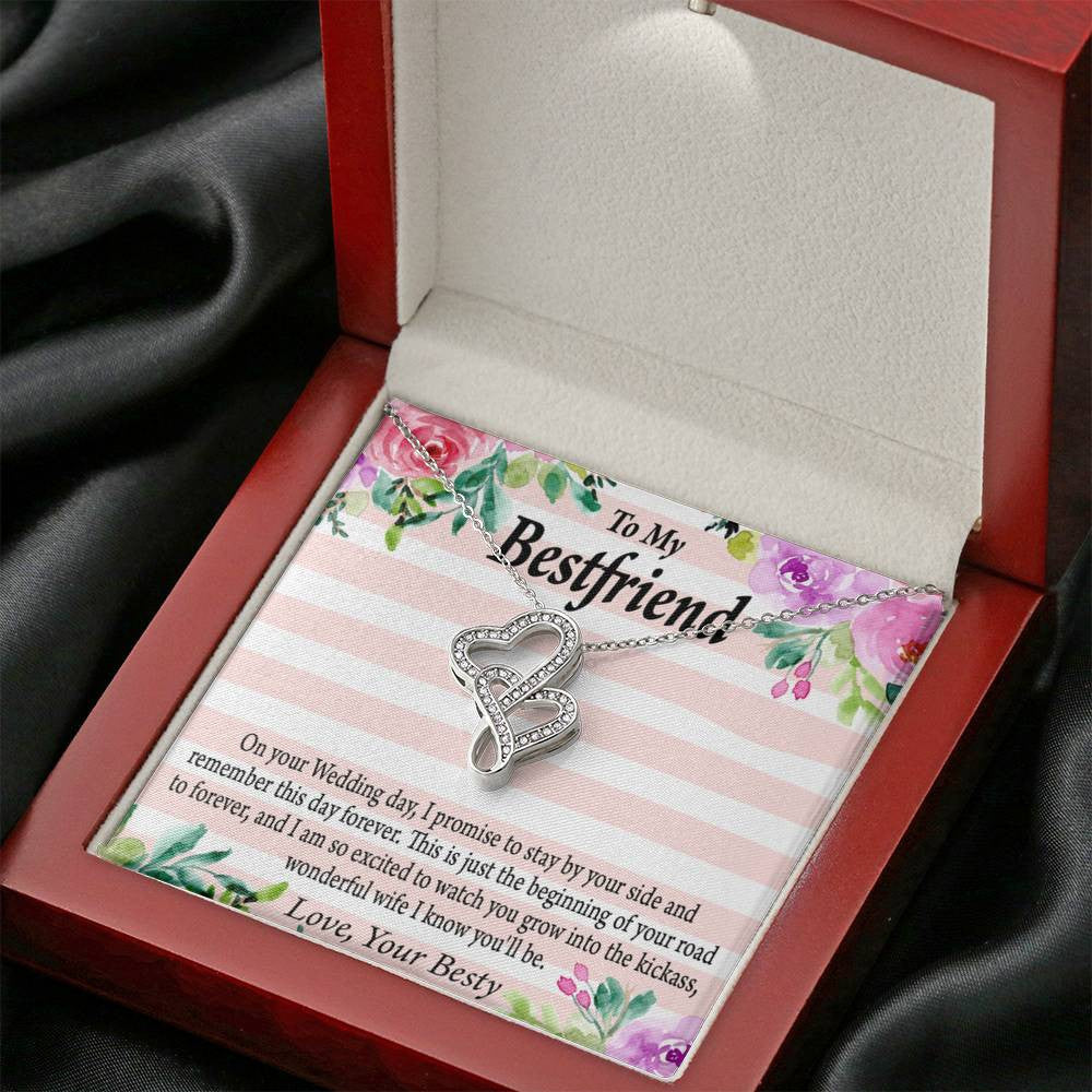 To My Best Friend Wedding Wonderful Wife Double Hearts Necklace Message Card From Son Daughter Gift Anniversary Birthday Graduation Mothers Day - Double Hearts Necklace