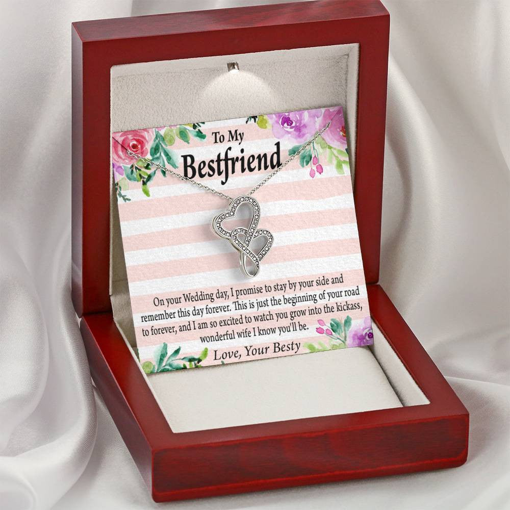 To My Best Friend Wedding Wonderful Wife Double Hearts Necklace Message Card From Son Daughter Gift Anniversary Birthday Graduation Mothers Day - Double Hearts Necklace