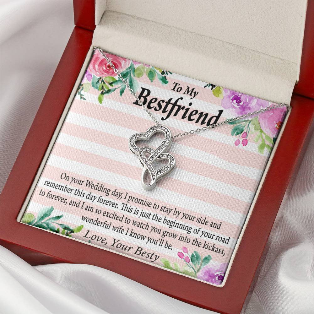 To My Best Friend Wedding Wonderful Wife Double Hearts Necklace Message Card From Son Daughter Gift Anniversary Birthday Graduation Mothers Day - Double Hearts Necklace
