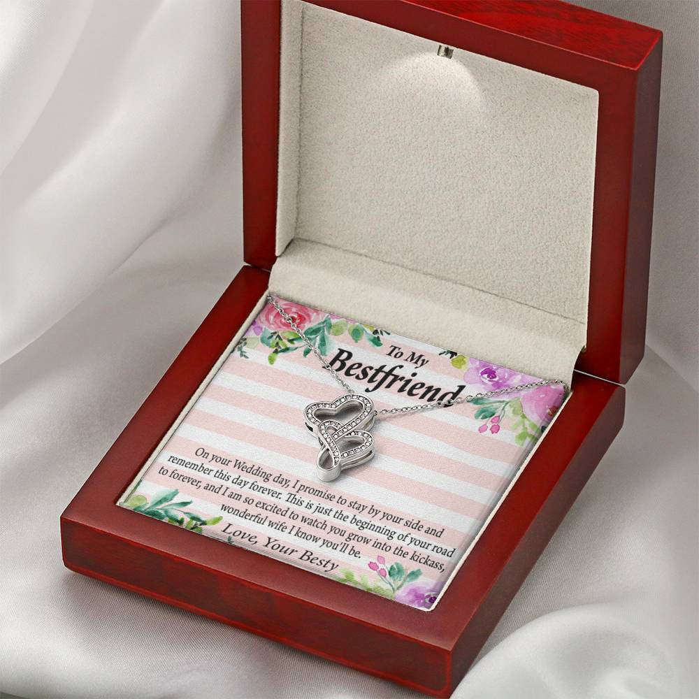 To My Best Friend Wedding Wonderful Wife Double Hearts Necklace Message Card From Son Daughter Gift Anniversary Birthday Graduation Mothers Day - Double Hearts Necklace