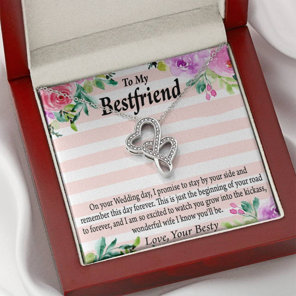 To My Best Friend Wedding Wonderful Wife Double Hearts Necklace Message Card From Son Daughter Gift Anniversary Birthday Graduation Mothers Day - Double Hearts Necklace