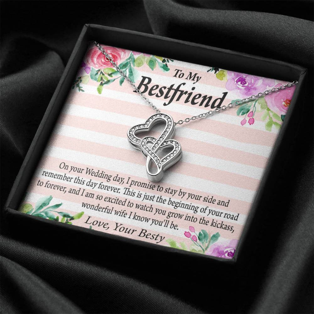 To My Best Friend Wedding Wonderful Wife Double Hearts Necklace Message Card From Son Daughter Gift Anniversary Birthday Graduation Mothers Day - Double Hearts Necklace