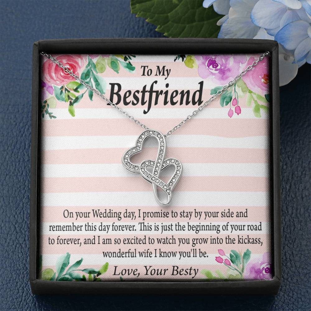 To My Best Friend Wedding Wonderful Wife Double Hearts Necklace Message Card From Son Daughter Gift Anniversary Birthday Graduation Mothers Day - Double Hearts Necklace