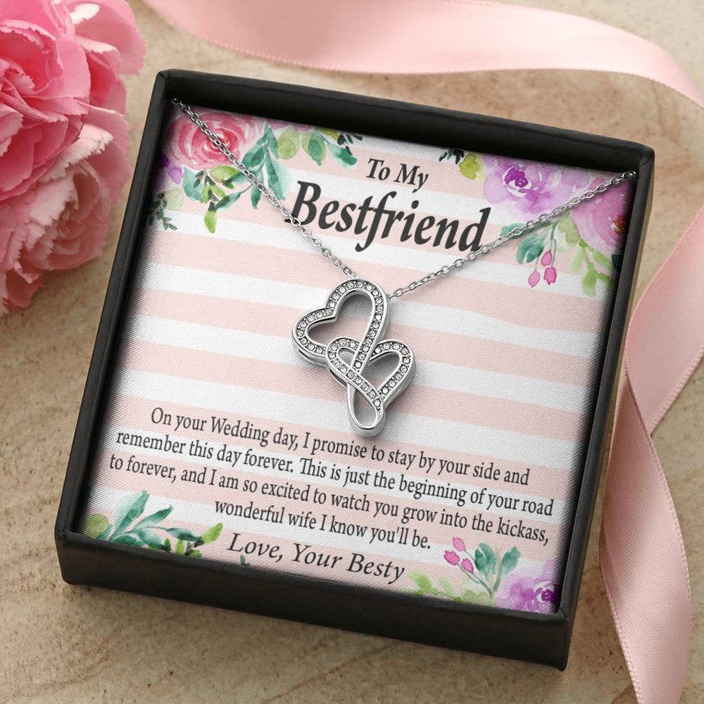 To My Best Friend Wedding Wonderful Wife Double Hearts Necklace Message Card From Son Daughter Gift Anniversary Birthday Graduation Mothers Day - Double Hearts Necklace