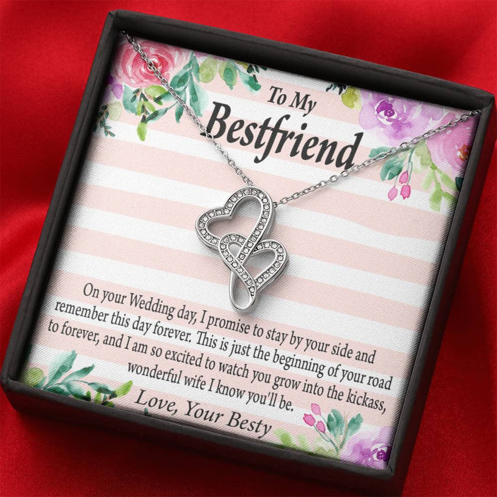 To My Best Friend Wedding Wonderful Wife Double Hearts Necklace Message Card From Son Daughter Gift Anniversary Birthday Graduation Mothers Day - Double Hearts Necklace