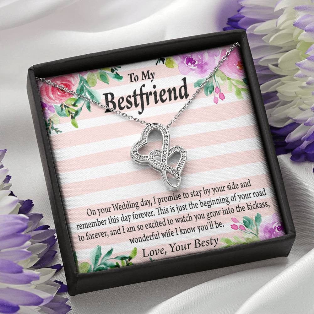To My Best Friend Wedding Wonderful Wife Double Hearts Necklace Message Card From Son Daughter Gift Anniversary Birthday Graduation Mothers Day - Double Hearts Necklace